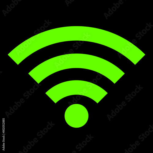 
An icon depicting a bright light green Wi-Fi free zone icon in a black background