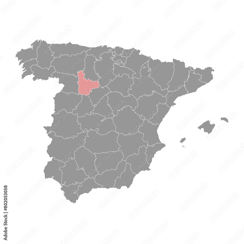 Map of the Province of Valladolid, administrative division of Spain. Vector illustration.