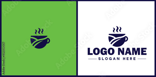 coffee bean icon logo Hot coffee shop Cafe food court store modern flat business vector logo