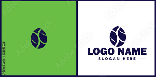 coffee bean icon logo Hot coffee shop Cafe food court store modern flat business vector logo