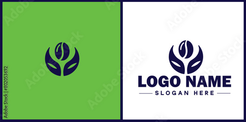 coffee bean icon logo Hot coffee shop Cafe food court store modern flat business vector logo
