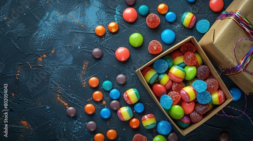  colorful candy and gift box photo