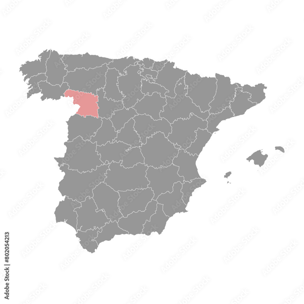 Map of the Province of Zamora, administrative division of Spain. Vector illustration.