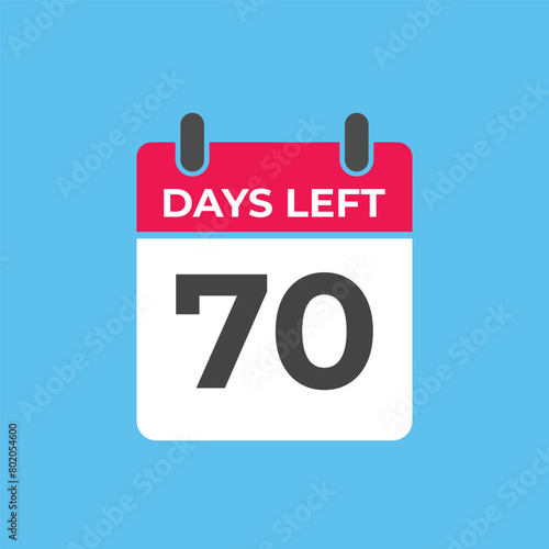 70 days to go countdown template. 70 day Countdown left days banner design. 70 Days left countdown timer