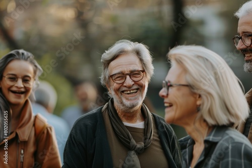 Senior people walking in the city. Cheerful senior people walking in the city.