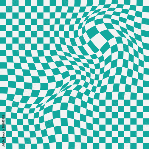 Groovy checkered pattern in trendy retro y2k style. Vintage aesthetic psychedelic checkerboard texture of the 60-70s. Funky hippie textile print. Hippie, retro chessboard template. 11:11