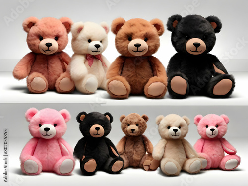 set of teddy bears isolated. christmas, toys, baby, brown, bears, love, gift,Ai generated  © Sanam