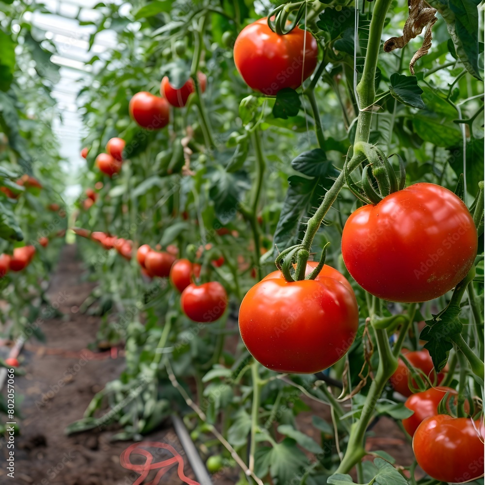 tomatoes in a greenhouse