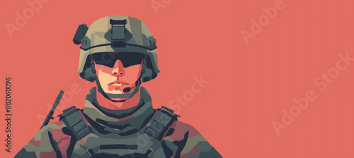 Portrait of a soldier of the armed forces. Memorial day and Independence day concept. Generative AI.