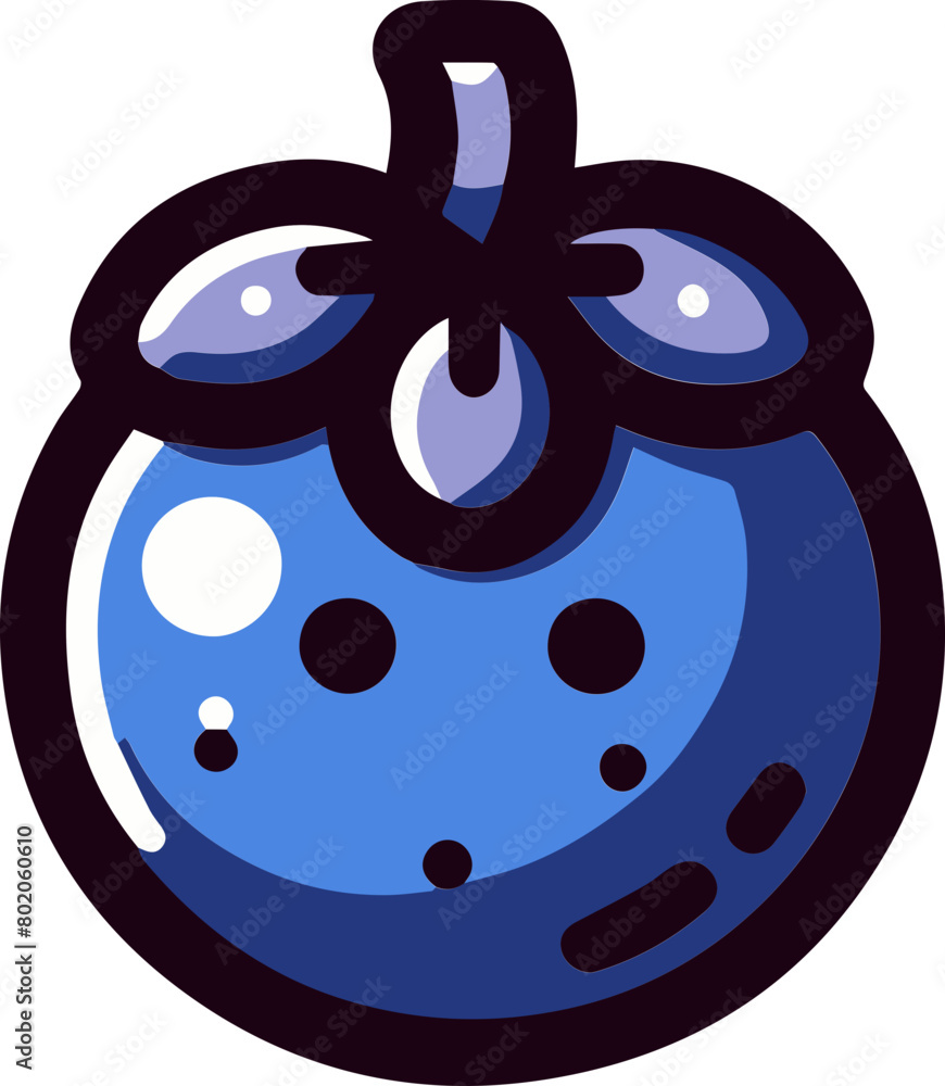 Obraz premium A cartoon mangosteen with a face.