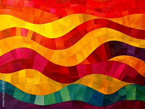 Vibrant, colorful artwork resembling wavy rainbows, AI-generated.