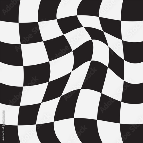 Black and white checker pattern vector illustration. Chess board. Abstract checkered checkerboard for game. Grid geometric square shape. Race flag. Retro mosaic checkerboard psychedelic pattern. 11:11