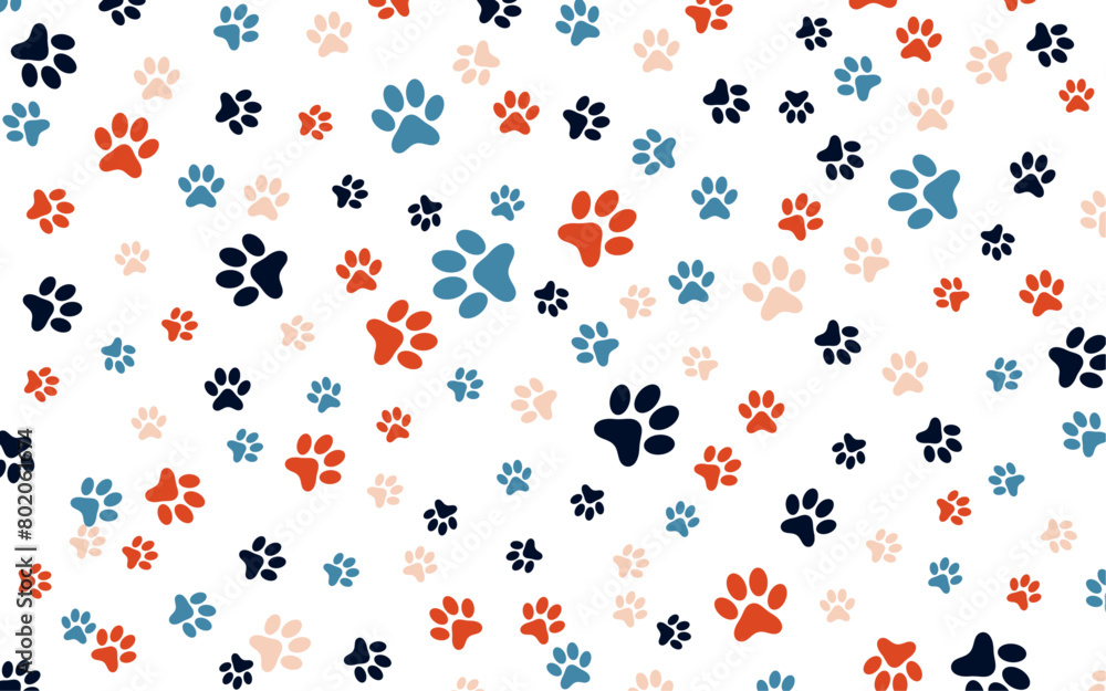 Ensemble d'empreinte de chat ou de chien - Collection de pattes d'animaux de compagnie qui se déplacent dans tous les sens - Illustration colorée mignonne de traces de pattes d'animaux domestiques Ensemble d'empreinte de chat ou de chien - Collection de pattes d'animaux de compagnie qui se déplacent dans tous les sens - Illustration colorée mignonne de traces de pattes d'animaux domestiques