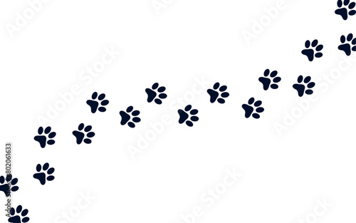 Impressions de pattes de chiens ou de chats - Animal de compagnie - Traces, silhouettes noires de pattes - Animal domestique qui marche - Bannière minimaliste - Empreintes - Félin ou canin  photo