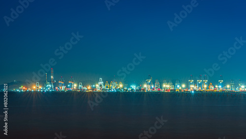 Night view of Laem Chabang Port background.