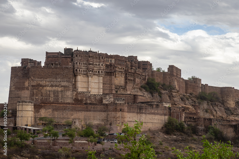 ancient historical fort with dramatic cloudy sky at evening from different angle ancient historical fort with dramatic cloudy sky at evening from different angle