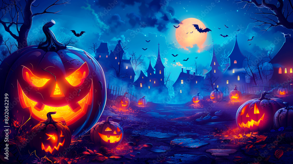 Halloween Home Textile Promotion with Pumpkins and Big Sale Logo
Halloween Home Textile Promotion with Pumpkins and Big Sale Logo