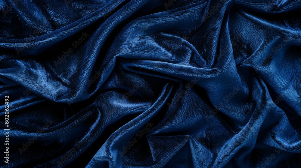 Soft velvet fabric in deep midnight blue hues creates a rich and luxurious textured background. Soft velvet fabric in deep midnight blue hues creates a rich and luxurious textured background.