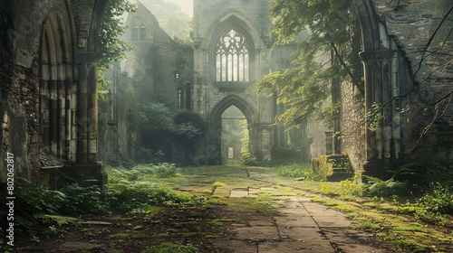 Old abandoned abbey photo