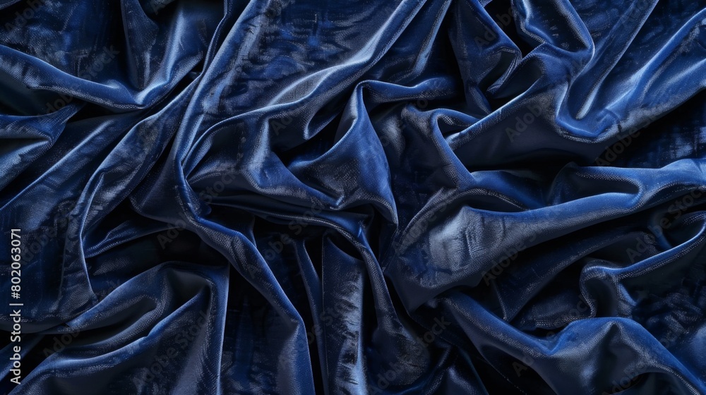 Soft velvet fabric in deep midnight blue hues creates a rich and luxurious textured background. Soft velvet fabric in deep midnight blue hues creates a rich and luxurious textured background.