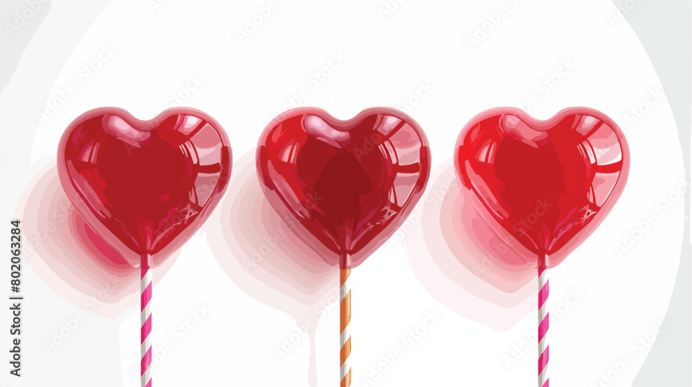 Heart shaped lollipops on white background. Valentine day