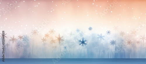 Snow flakes painting on pink and blue background