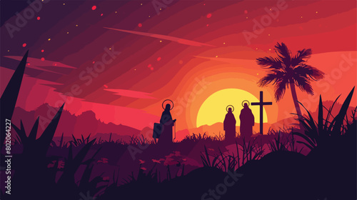 holy week biblical scene Vector style vector design 