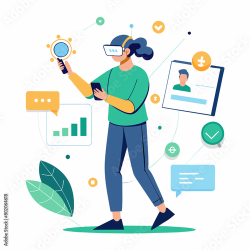 Person Virtual Reality Vector Illustration