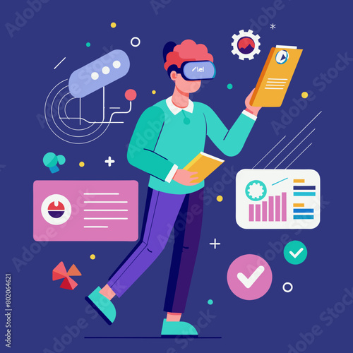 Person Virtual Reality Vector Illustration