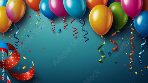 Colorful birthday background with balloons   