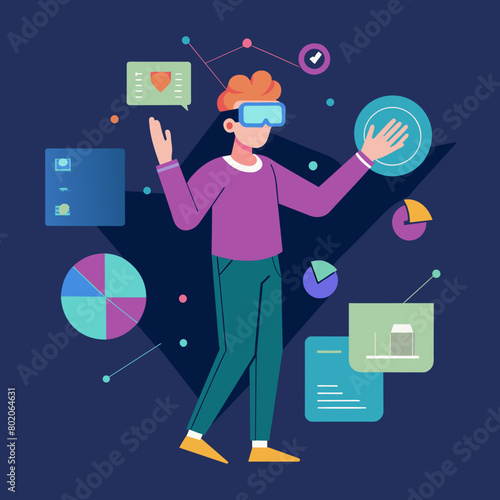 Person Virtual Reality Vector Illustration