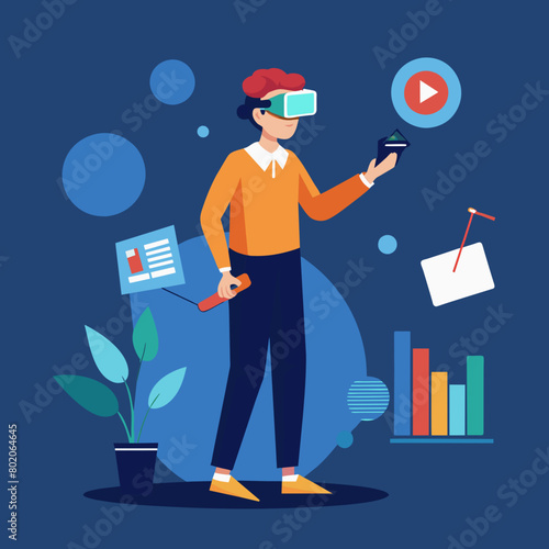 Person Virtual Reality Vector Illustration