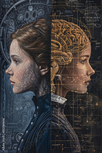 Wallpaper Mural portrait,anatomy,brain,art,illustration,cross-sectional,human,face,emotion,detailed,fusion,creative,abstract,painting,exposed,skull,cerebral,artistic,expression,emotional,neurology,texture,structure,c Torontodigital.ca