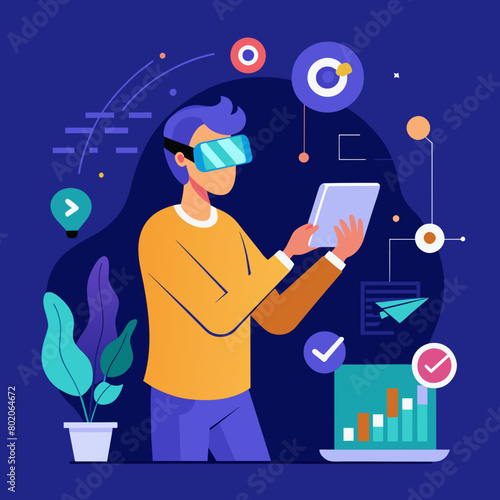 Person Virtual Reality Vector Illustration