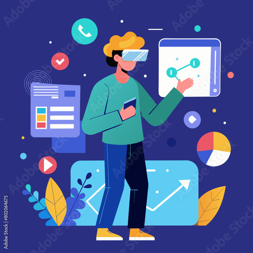 Person Virtual Reality Vector Illustration