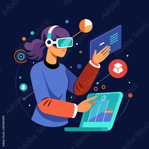 Person Virtual Reality Vector Illustration