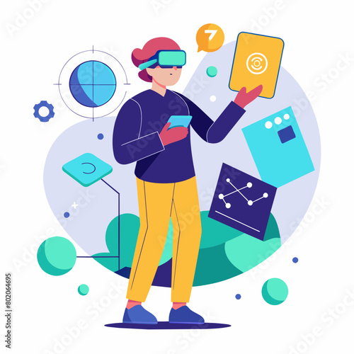 Person Virtual Reality Vector Illustration