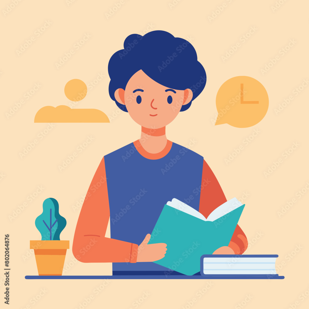 Boy Studying vector illustration Boy Studying vector illustration