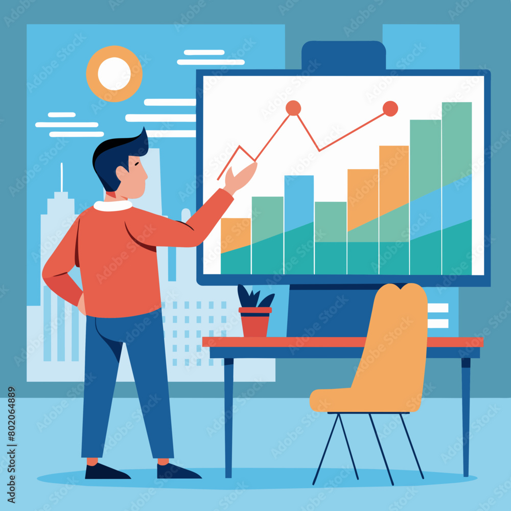 Man Teaching graph in Office vector illustration Man Teaching graph in Office vector illustration