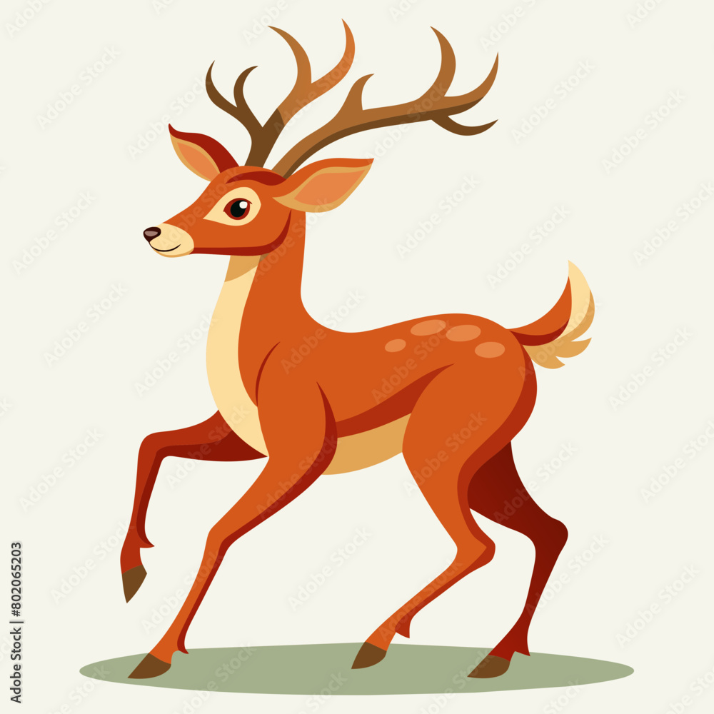 Fototapeta premium Running Deer Vector Illustration