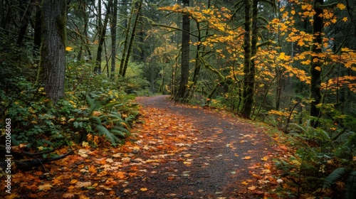 Portland USA Forest Park autumn hikes moss-covered trees