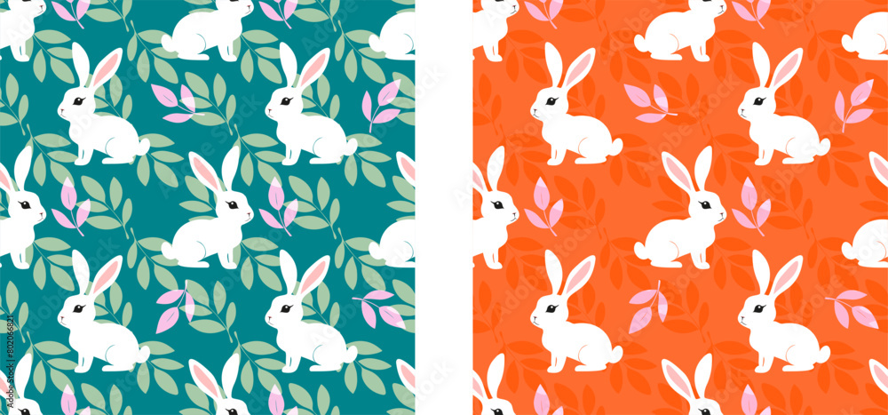 Obraz premium Two different colored rabbit patterns