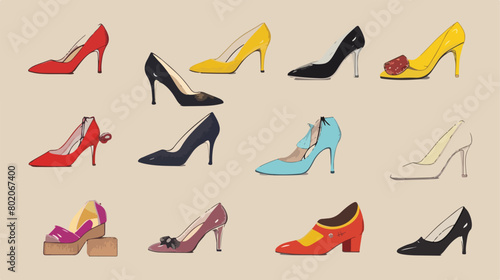 Illustration of fashion icons fashion shoes vector illustration