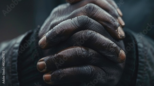 A close-up shot of a pair of hands clasped together, symbolizing the power of unity and solidarity on Nelson Mandela International Day.