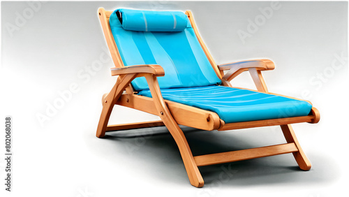 Beach chair, 3D style, isolated on blank background. 