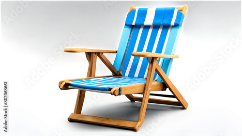 Beach chair, 3D style, isolated on blank background. 