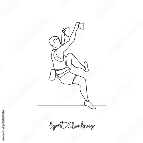 One continuous line drawing of climbing sports vector illustration. climbing sports design in simple linear continuous style vector concept. Sports themes design for your asset design illustration.