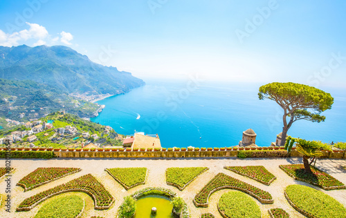 Breathtaking view to Amalfi coast from Ravello town, Italy