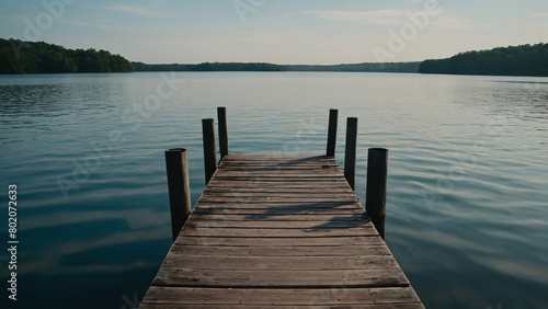 Dock Amidst Tranquil Waters  A Serene Perspective  ai generated