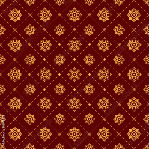 traditional thai gold patterns on red background vector.
Endless texture and element can be used for decoration, wallpaper, pattern fills,
web page background,surface textures.